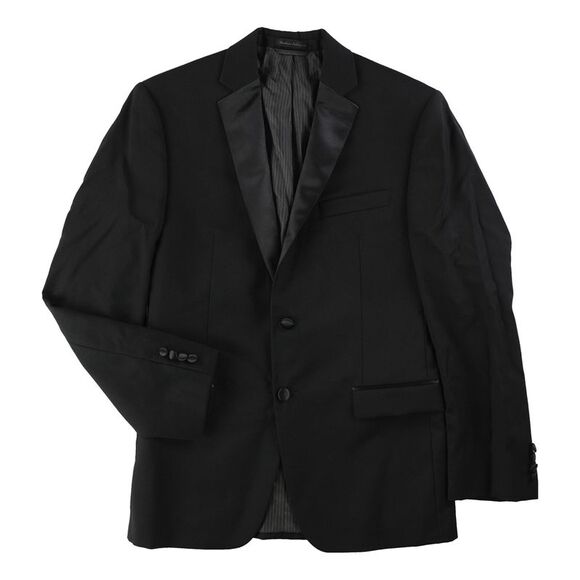 Ralph Lauren Mens Solid Two Button Blazer Jacket, black, 38...